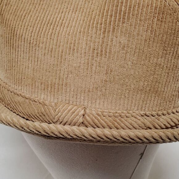VINTAGE Beacon Hill Tan Corduroy Satin Lined Fedora Hat Extra Large